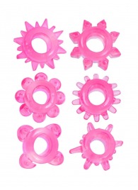 Набор из 6 розовых эрекционных колец с различным рельефом - Erowoman-Eroman - в Великом Новгороде купить с доставкой