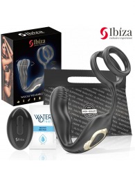 Черная анальная пробка с вращением и эрекционными кольцами - Ibiza - в Великом Новгороде купить с доставкой