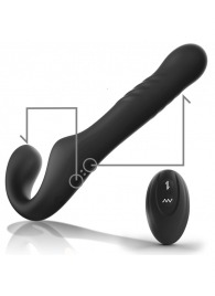 Черный безремневой страпон с вибрацией и возвратно-поступательными движениями - 24 см. - Ibiza - купить с доставкой в Великом Новгороде