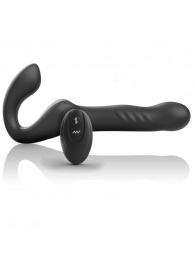Черный безремневой страпон с вибрацией и возвратно-поступательными движениями - 24 см. - Ibiza - купить с доставкой в Великом Новгороде
