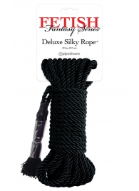 Черная веревка для фиксации Deluxe Silky Rope - 9,75 м. - Pipedream - купить с доставкой в Великом Новгороде