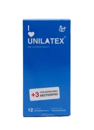 Классические презервативы Unilatex Natural Plain - 12 шт. + 3 шт. в подарок - Unilatex - купить с доставкой в Великом Новгороде