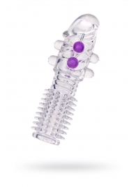 Гелевая прозрачная насадка с шариками и шипами - 14 см. - Toyfa Basic - в Великом Новгороде купить с доставкой Гелевая прозрачная насадка с шариками и шипами - 14 см. - Toyfa Basic - в Великом Новгороде купить с доставкой