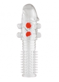 Гелевая прозрачная насадка с шариками и шипами - 14 см. - Toyfa Basic - в Великом Новгороде купить с доставкой Гелевая прозрачная насадка с шариками и шипами - 14 см. - Toyfa Basic - в Великом Новгороде купить с доставкой