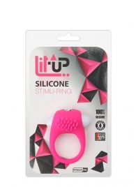 Розовое эрекционное кольцо с щеточкой LIT-UP SILICONE STIMU RING 5 - Dream Toys - в Великом Новгороде купить с доставкой