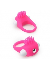 Розовое эрекционное кольцо с щеточкой LIT-UP SILICONE STIMU RING 5 - Dream Toys - в Великом Новгороде купить с доставкой