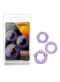 Набор из 3 фиолетовых эрекционных колец Stay Hard Beaded Cockrings - Blush Novelties - в Великом Новгороде купить с доставкой