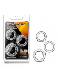 Набор из 3 прозрачных эрекционных колец Stay Hard Beaded Cockrings - Blush Novelties - в Великом Новгороде купить с доставкой