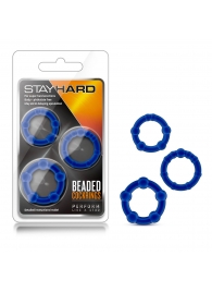 Набор из 3 синих эрекционных колец Stay Hard Beaded Cockrings - Blush Novelties - в Великом Новгороде купить с доставкой