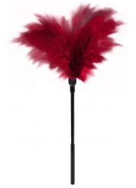 Пластиковая метелочка с красными пёрышками Small Feather Tickler - 32 см. - Blush Novelties - купить с доставкой в Великом Новгороде