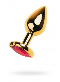 Золотистая анальная пробка с кристаллом-сердцем - 7,5 см. - ToyFa - купить с доставкой в Великом Новгороде