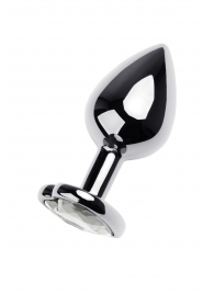 Серебристая анальная пробка с прозрачным кристаллом-сердцем - 8 см. - ToyFa - купить с доставкой в Великом Новгороде