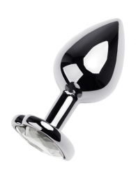 Серебристая анальная пробка с прозрачным кристаллом-сердцем - 8 см. - ToyFa - купить с доставкой в Великом Новгороде