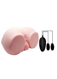 Телесный мастурбатор с двумя любовными тоннелями и вибрацией - Baile - в Великом Новгороде купить с доставкой