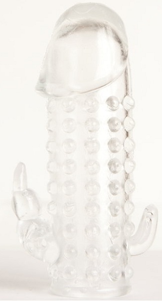 Гелевая прозрачная насадка с 2 отростками - 13 см. - Toyfa Basic - в Великом Новгороде купить с доставкой