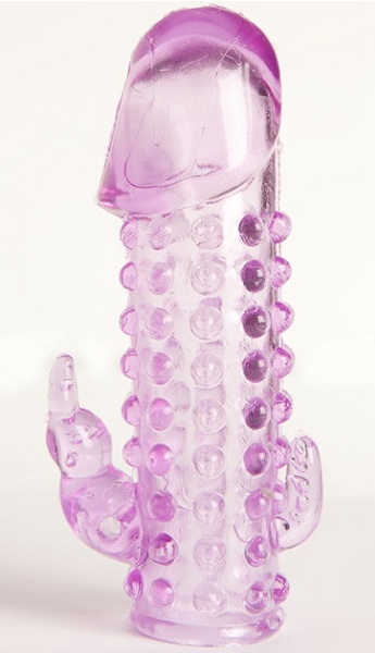 Закрытая фиолетовая насадка с 2 отростками - 13 см. - Toyfa Basic - в Великом Новгороде купить с доставкой