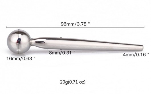 Гладкий металлический уретральный плаг с шариком - 9,6 см. - Notabu - купить с доставкой в Великом Новгороде
