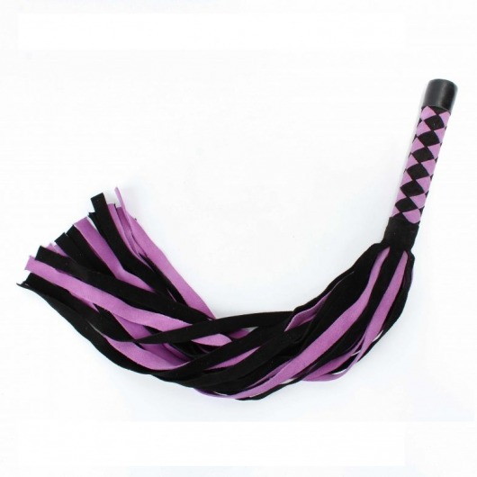 Черно-розовая плеть из замши - 58 см. - БДСМ Арсенал - купить с доставкой в Великом Новгороде