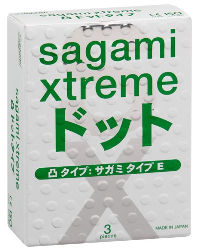 Презервативы Sagami Xtreme SUPER DOTS с точками - 3 шт. - Sagami - купить с доставкой в Великом Новгороде