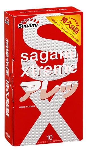 Утолщенные презервативы Sagami Xtreme Feel Long с точками - 10 шт. - Sagami - купить с доставкой в Великом Новгороде