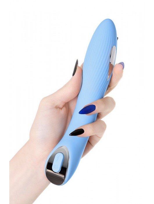 Голубой силиконовый вибратор с электростимуляцией TESLA G-POINT - 21 см. - ToyFa - купить с доставкой в Великом Новгороде