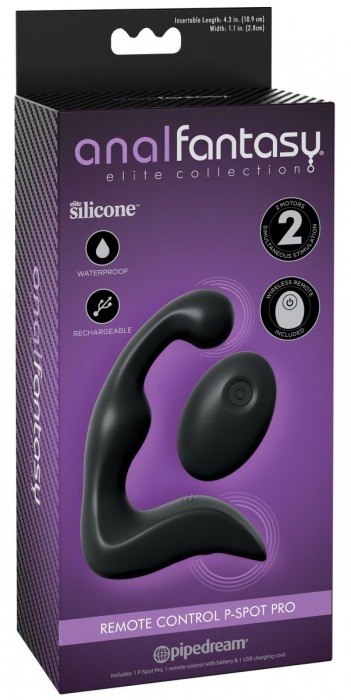 Черный вибромассажер простаты с пультом ДУ Control P-Spot Pro - Pipedream - в Великом Новгороде купить с доставкой