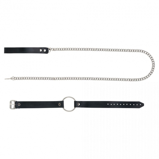 Черный поводок и чокер с кольцом Rada - Rebelts - купить с доставкой в Великом Новгороде