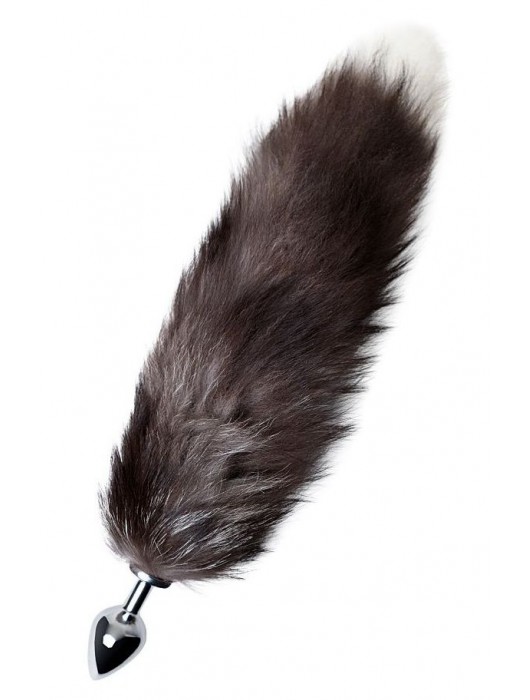 Серебристая металлическая анальная втулка с хвостом чернобурой лисы - размер S - ToyFa - купить с доставкой в Великом Новгороде