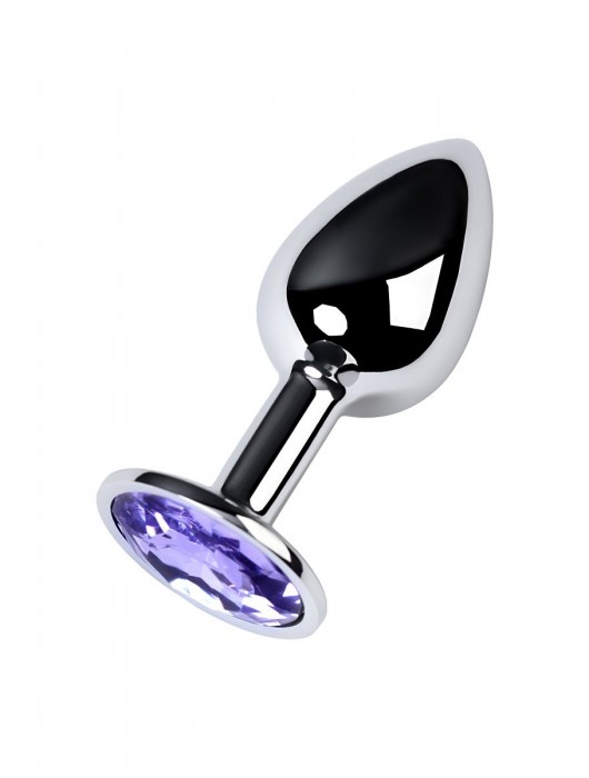 Серебристая конусовидная анальная пробка с фиолетовым кристаллом - 7 см. - ToyFa - купить с доставкой в Великом Новгороде