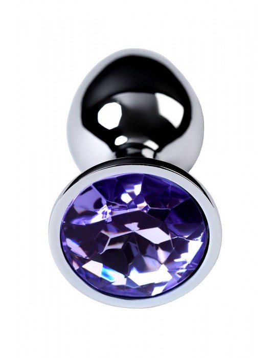 Серебристая конусовидная анальная пробка с фиолетовым кристаллом - 7 см. - ToyFa - купить с доставкой в Великом Новгороде