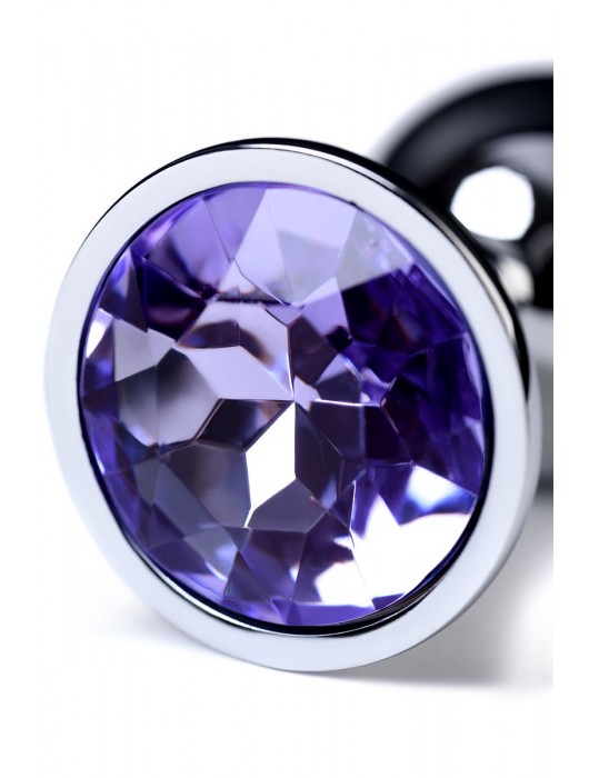 Серебристая конусовидная анальная пробка с фиолетовым кристаллом - 7 см. - ToyFa - купить с доставкой в Великом Новгороде