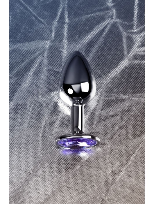 Серебристая конусовидная анальная пробка с фиолетовым кристаллом - 7 см. - ToyFa - купить с доставкой в Великом Новгороде