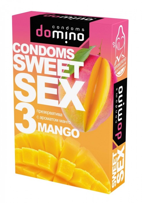 Презервативы для орального секса DOMINO Sweet Sex с ароматом манго - 3 шт. - Domino - купить с доставкой в Великом Новгороде