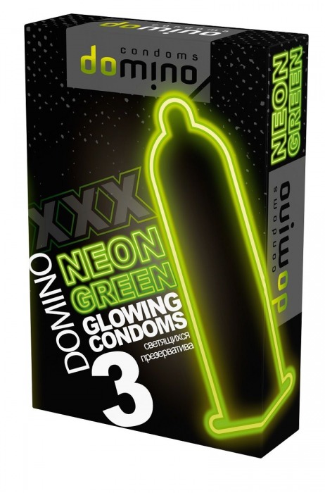 Презервативы DOMINO Neon Green со светящимся в темноте кончиком - 3 шт. - Domino - купить с доставкой в Великом Новгороде