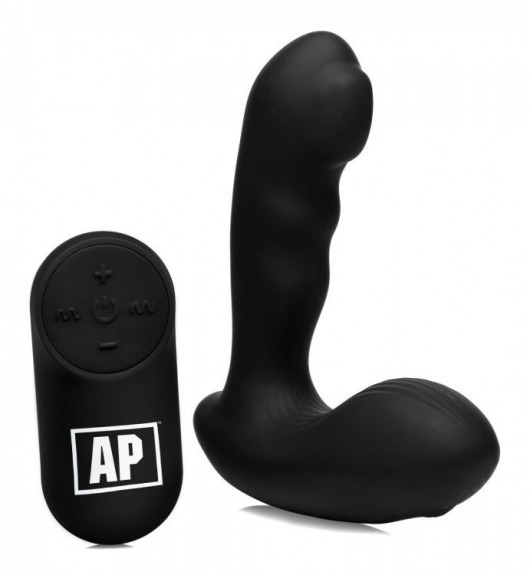 Черный стимулятор простаты Alpha-Pro 7X P-Milker Silicone Prostate Stimulator with Milking Bead - XR Brands - в Великом Новгороде купить с доставкой