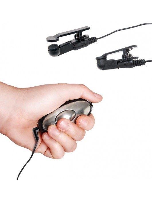 Черные электрические зажимы для сосков Shock Therapy Nipple Clamps - Pipedream - купить с доставкой в Великом Новгороде