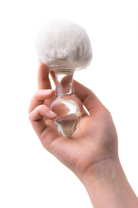 Стеклянная анальная втулка с хвостиком - 9,5 см. - Sexus - купить с доставкой в Великом Новгороде