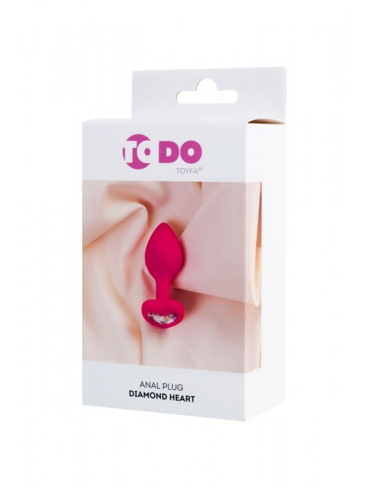 Розовая анальная втулка Diamond Heart с прозрачным кристаллом - 7 см. - ToyFa - купить с доставкой в Великом Новгороде