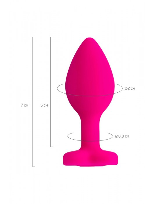 Розовая анальная втулка Diamond Heart с прозрачным кристаллом - 7 см. - ToyFa - купить с доставкой в Великом Новгороде