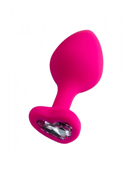 Розовая анальная втулка Diamond Heart с прозрачным кристаллом - 8 см. - ToyFa - купить с доставкой в Великом Новгороде