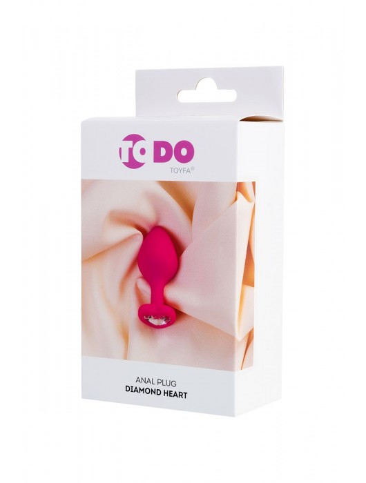 Розовая анальная втулка Diamond Heart с прозрачным кристаллом - 8 см. - ToyFa - купить с доставкой в Великом Новгороде