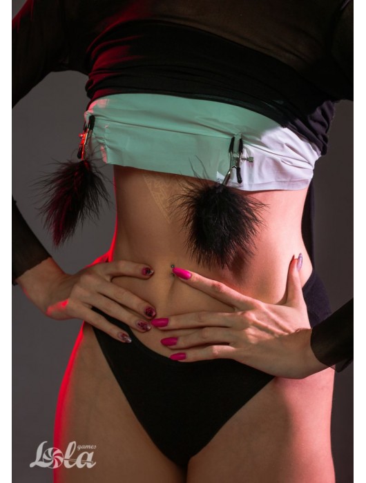 Зажимы на соски с черным пухом Euphoric - Lola Games - купить с доставкой в Великом Новгороде