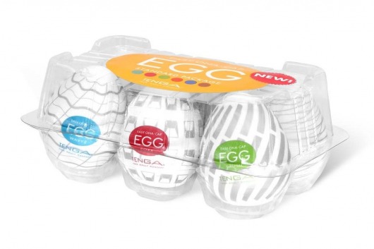 Набор из 6 мастурбаторов Tenga EGG Easy Beat с различным рельефом - Tenga - в Великом Новгороде купить с доставкой