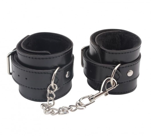 Черные оковы на ноги Obey Me Leather Ankle Cuffs - Chisa - купить с доставкой в Великом Новгороде