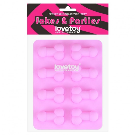 Розовая формочка для льда и шоколада Pecker Chocolate/Ice Tray - Lovetoy - купить с доставкой в Великом Новгороде