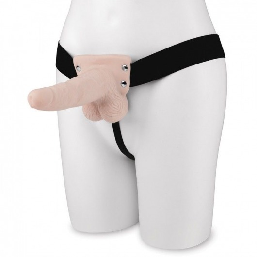 Телесный перезаряжаемый вибрострапон - 18 см. - Lux Fetish - купить с доставкой в Великом Новгороде