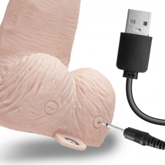 Телесный перезаряжаемый вибрострапон - 18 см. - Lux Fetish - купить с доставкой в Великом Новгороде