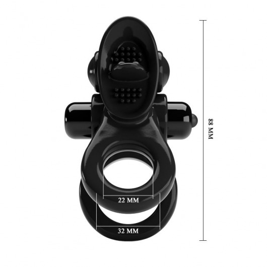 Черное эрекционное кольцо с подхватом мошонки и стимулятором клитора Passionate Ring - Baile - в Великом Новгороде купить с доставкой