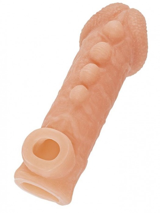 Телесная закрытая насадка с шишечками Cock Sleeve Size S - 13,8 см. - KOKOS - в Великом Новгороде купить с доставкой