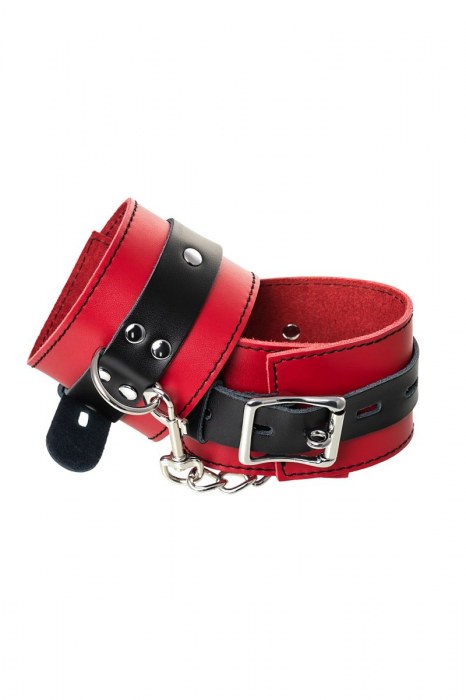 Красно-черные оковы на ноги из кожи - ToyFa - купить с доставкой в Великом Новгороде